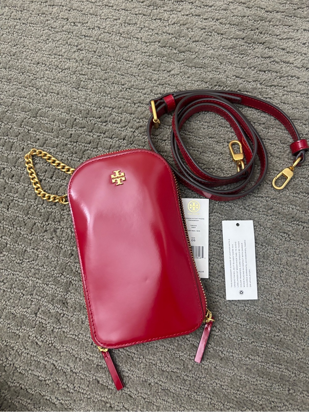 NEW TORY BURCH PATENT PHONE CROSSBODY